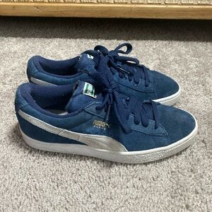 Puma Suede Navy and White Sneakers